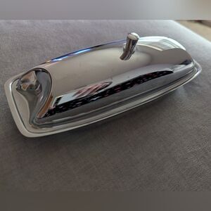 Vintage Wales Japan Silver Butter Dish 8.5"